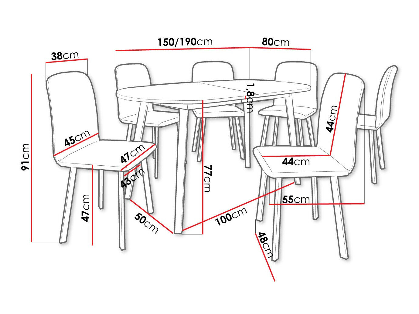 Spisestuesæt Edmond 121 (Grå marmor + Sort)