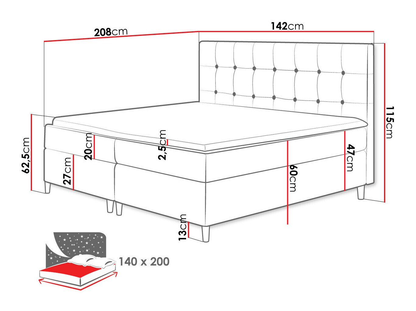 Boxspring Caseus (Magic Velvet 2201)
