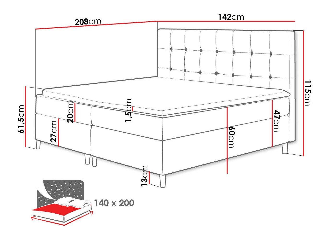 Boxspring Caseus (Magic Velvet 2215)