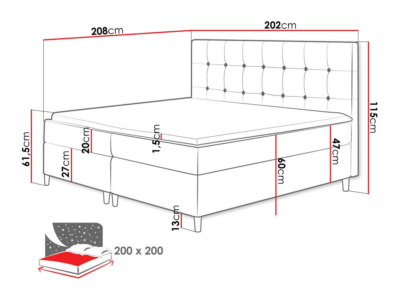 Boxspring Caseus (Magic Velvet 2215)