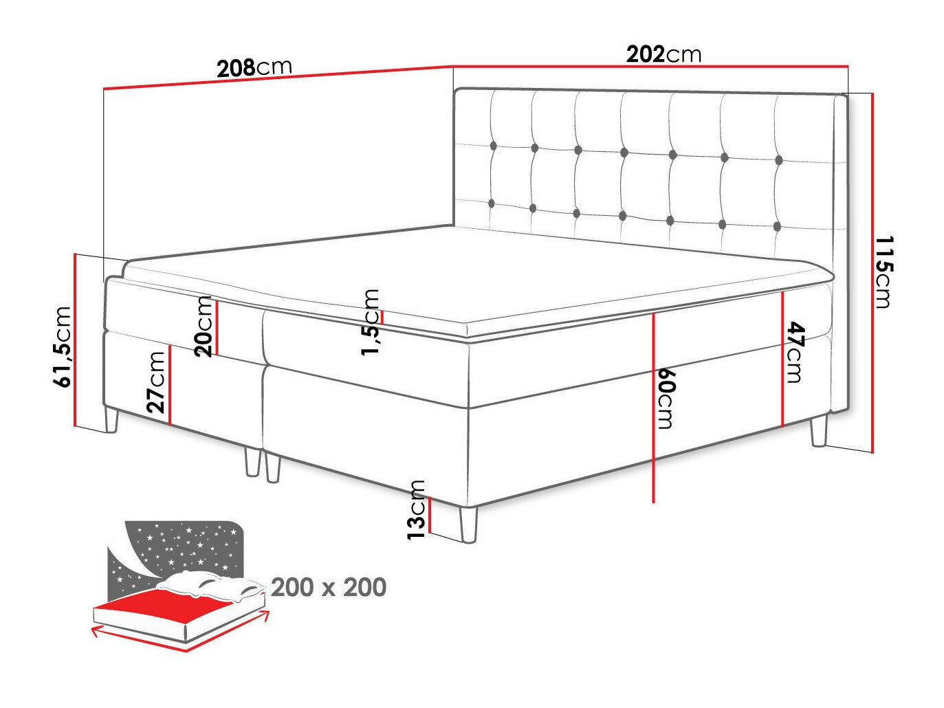 Boxspring Caseus (Magic Velvet 2216)