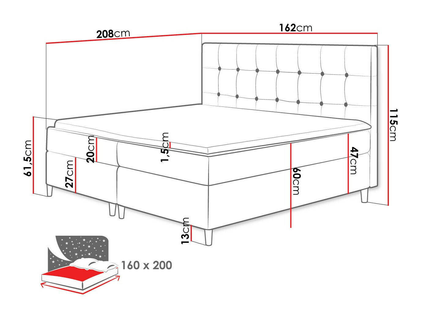 Boxspring Caseus (Magic Velvet 2217)