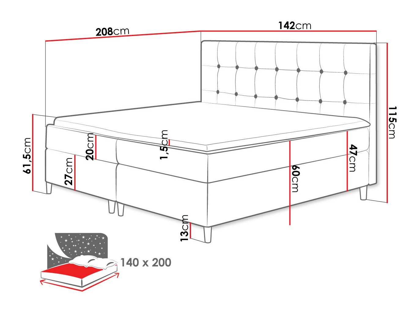 Boxspring Caseus (Magic Velvet 2257)
