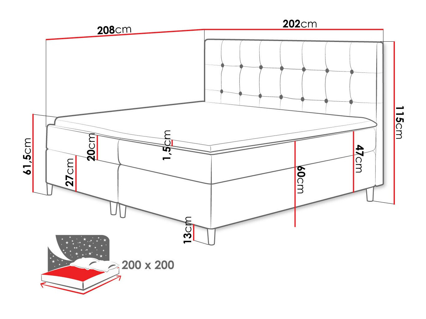 Boxspring Caseus (Magic Velvet 2257)