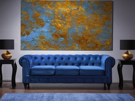 Chesterfield dīvāns Cirdoro 101 (Zils)