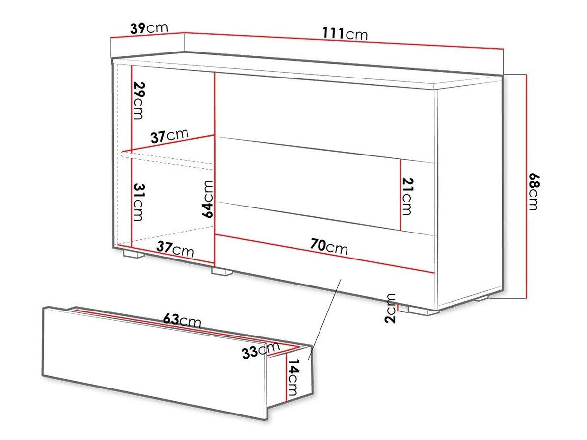 Ladekast Sarasota 128 (Wit + Glanzend wit)