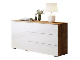 Ladekast Sarasota 128 (Wotan eik + Glanzend wit)