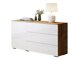 Ladekast Sarasota 128 (Wotan eik + Glanzend wit)