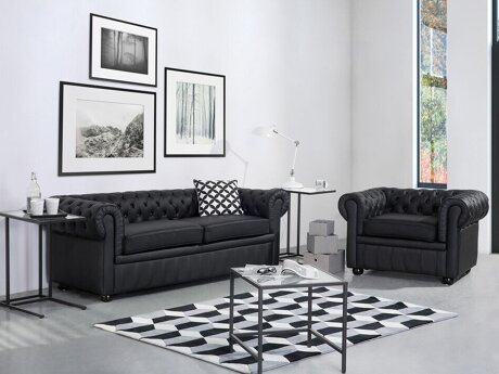 Chesterfield pehme mööbli komplekt Cirdoro 112 (Must)