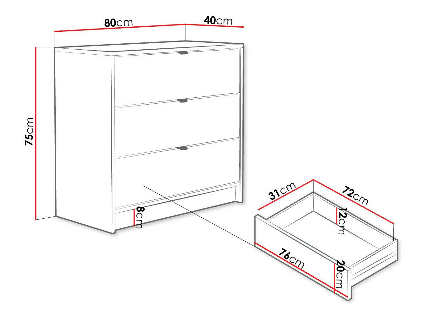 Kommode Comfivo Larmire 102 (Hvid)