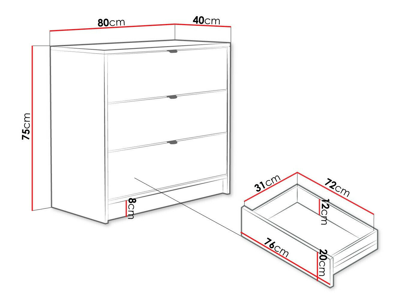 Kommode Comfivo Papilio I (Sort)