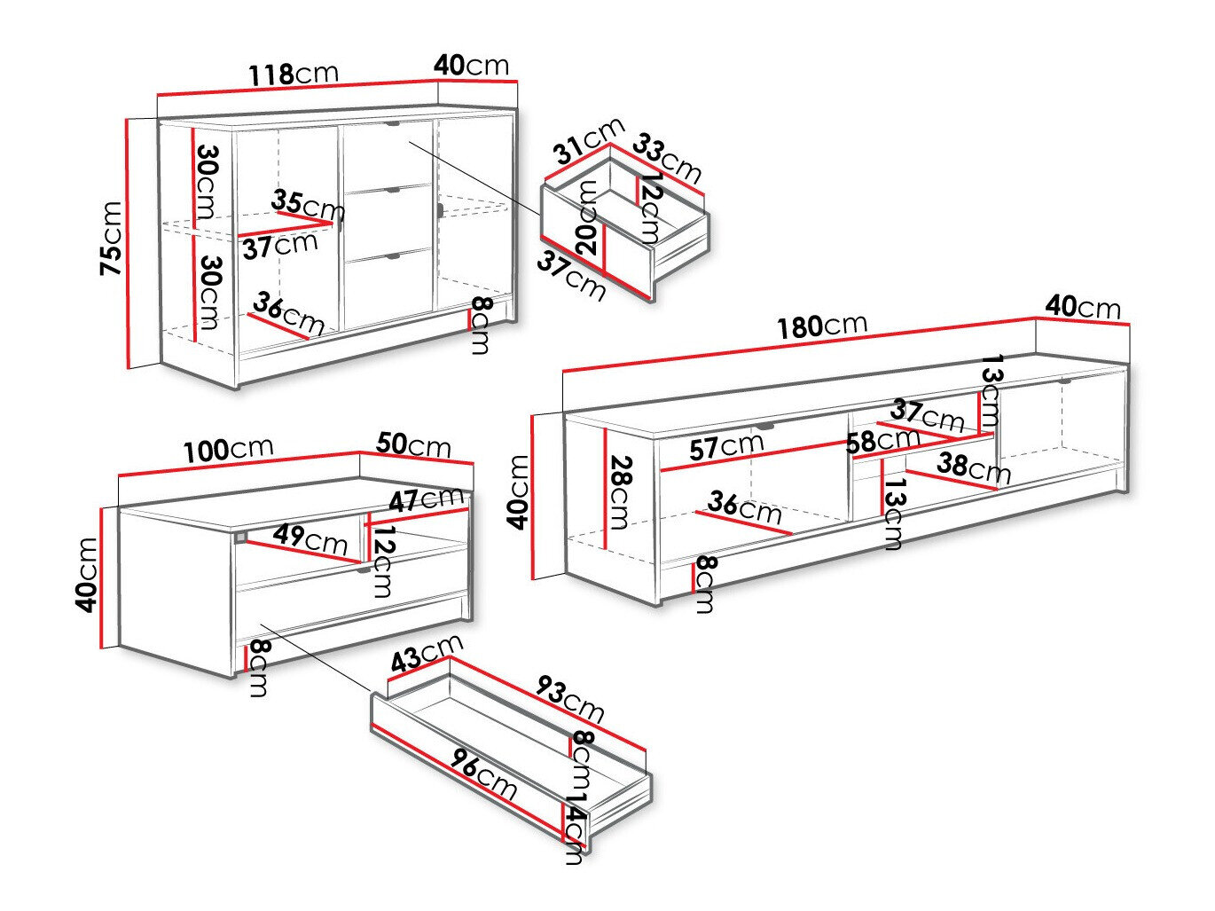 Stuemøbelsæt Comfivo Larmire 107 (Sort)