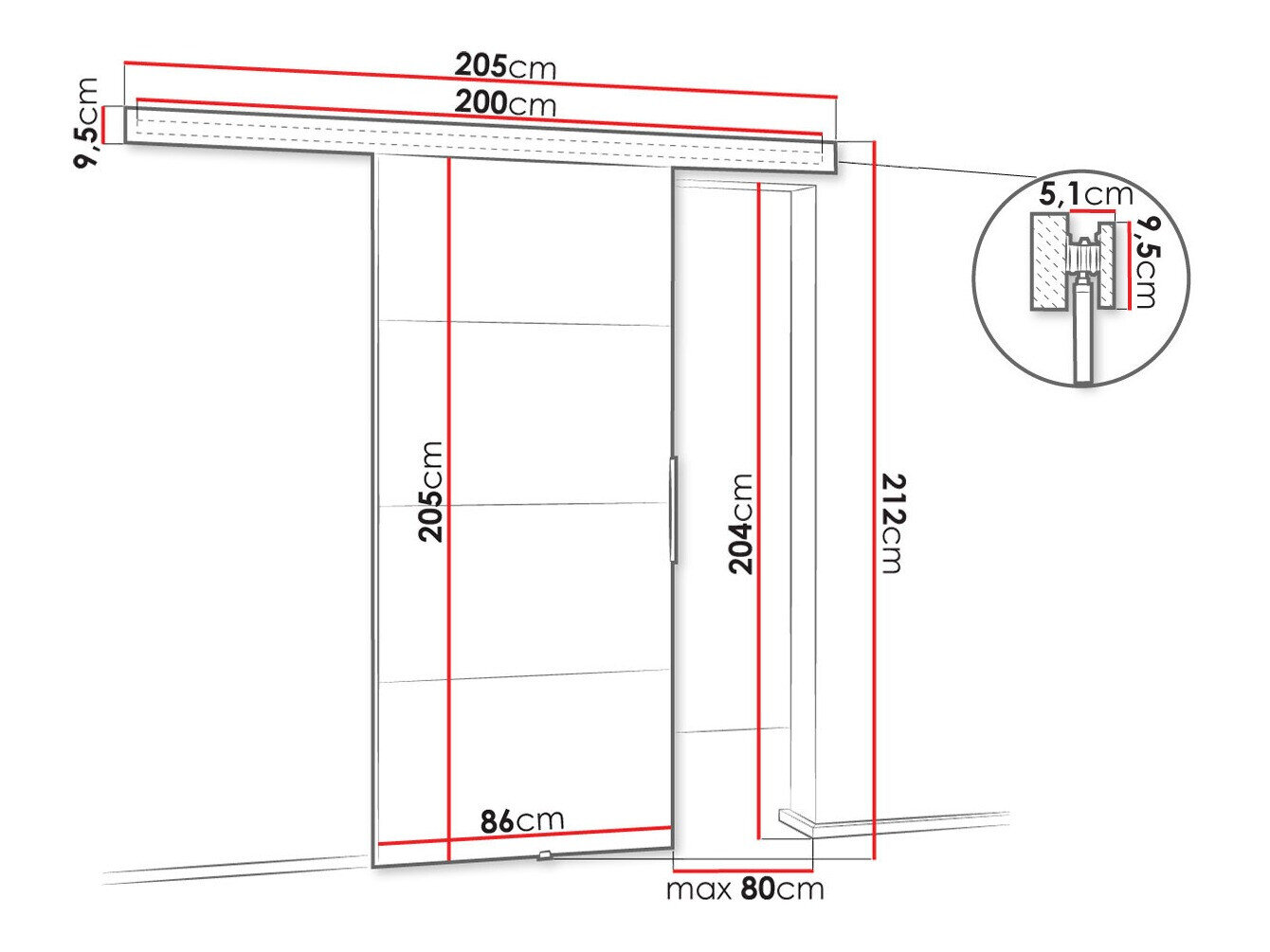 Skydedør Dover 144 (Antracit)
