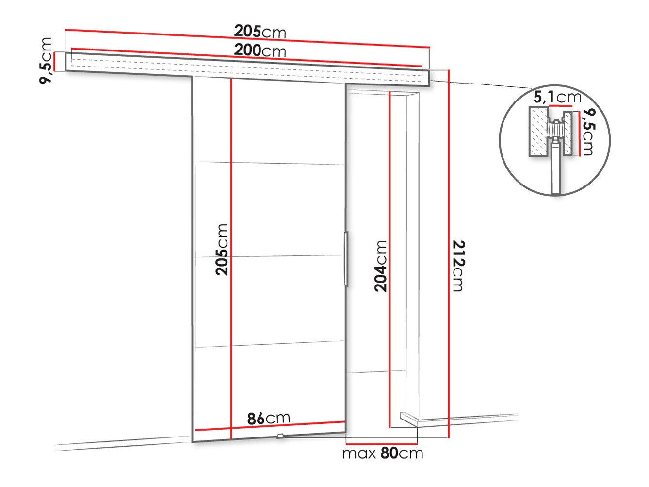 Skydedør Dover 144 (Hvid)