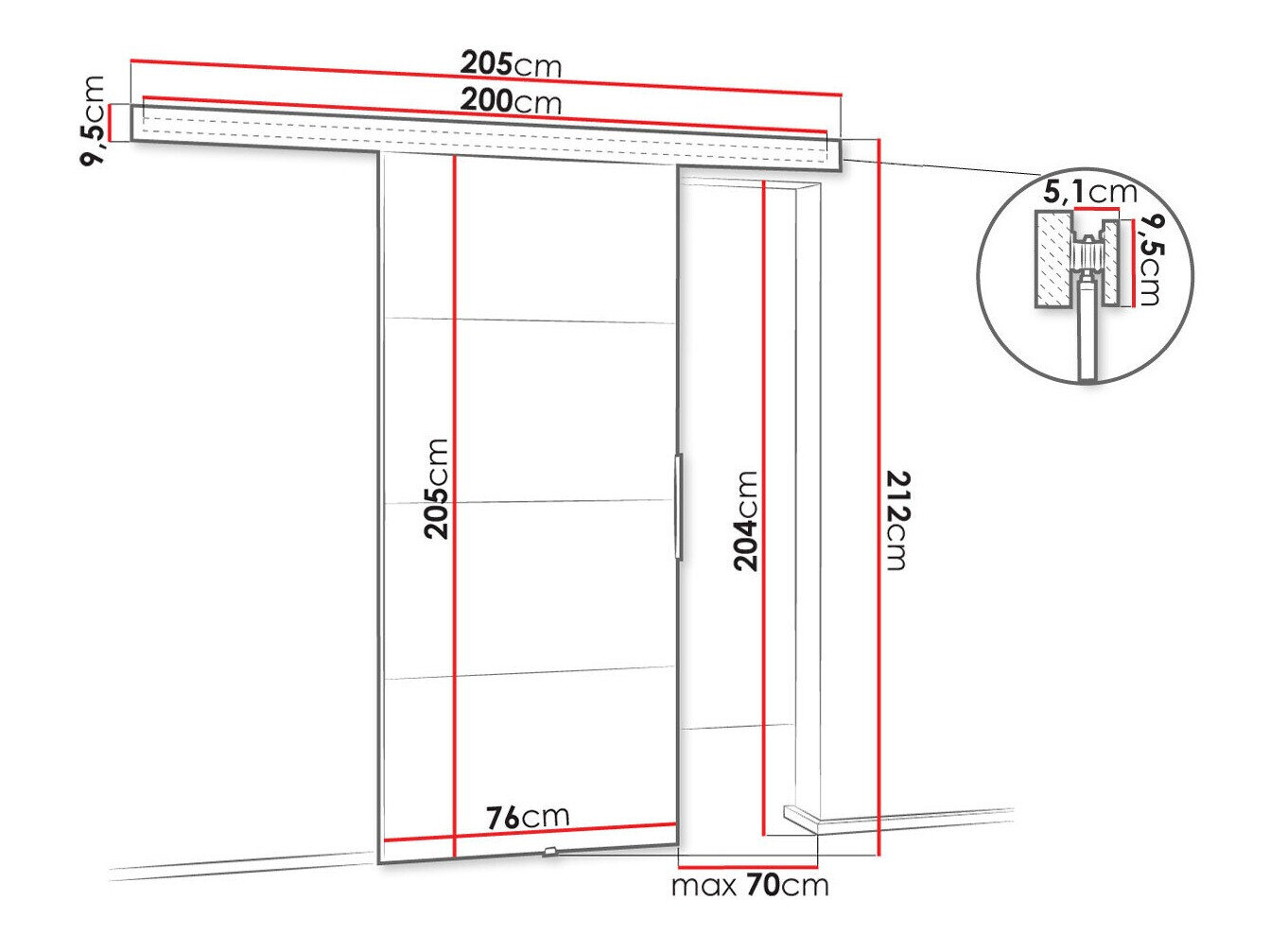 Skydedør Dover 216 (Sonoma eg)
