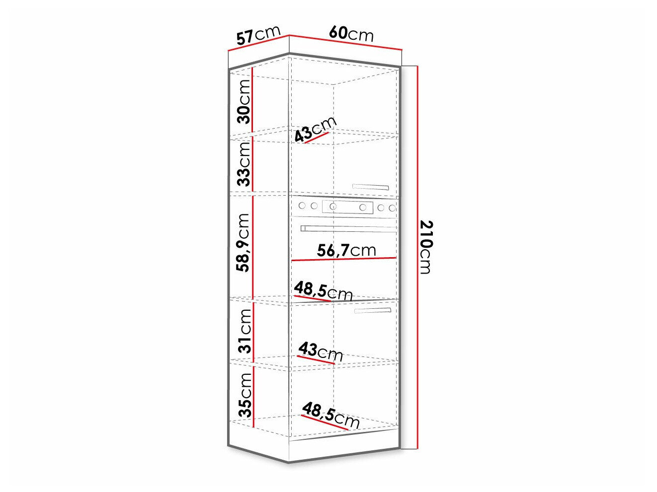 Dulap modular pentru electrocasnice incorporabile Multi Grey 100