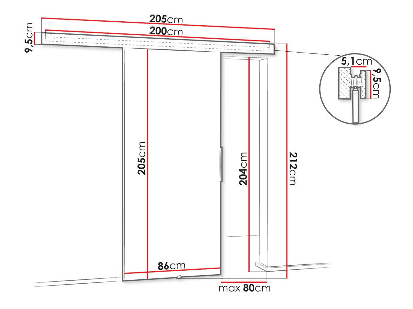 Skydedør Dover 141 (Hvid)