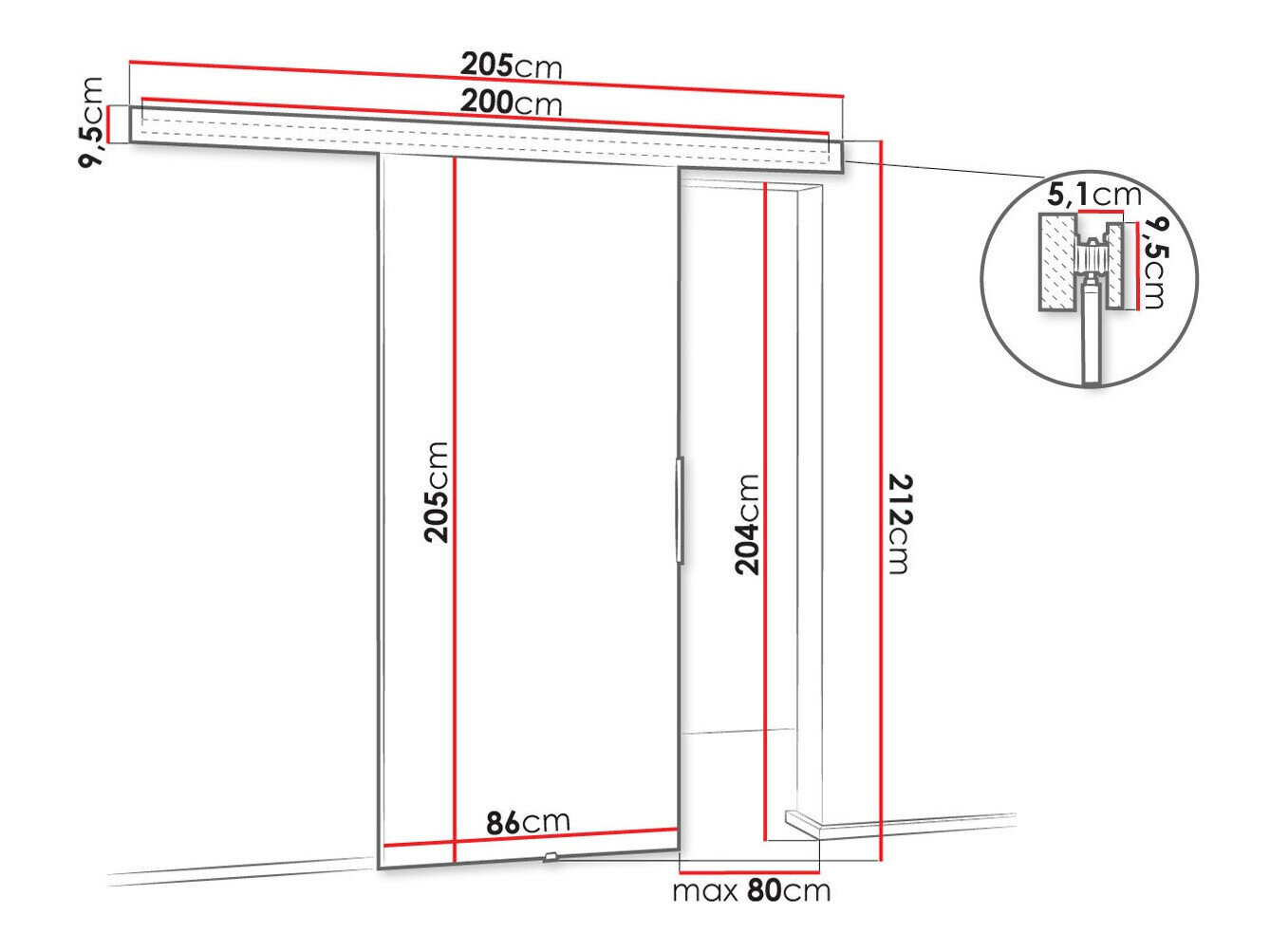 Skydedør Dover 141 (Mørk aske)
