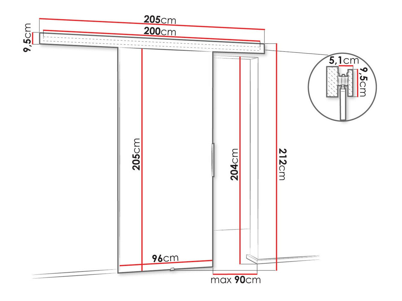 Skydedør Dover 142 (Mørk aske)