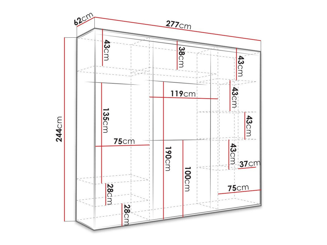 Garderobeskab Murrieta 145 (Hvid)