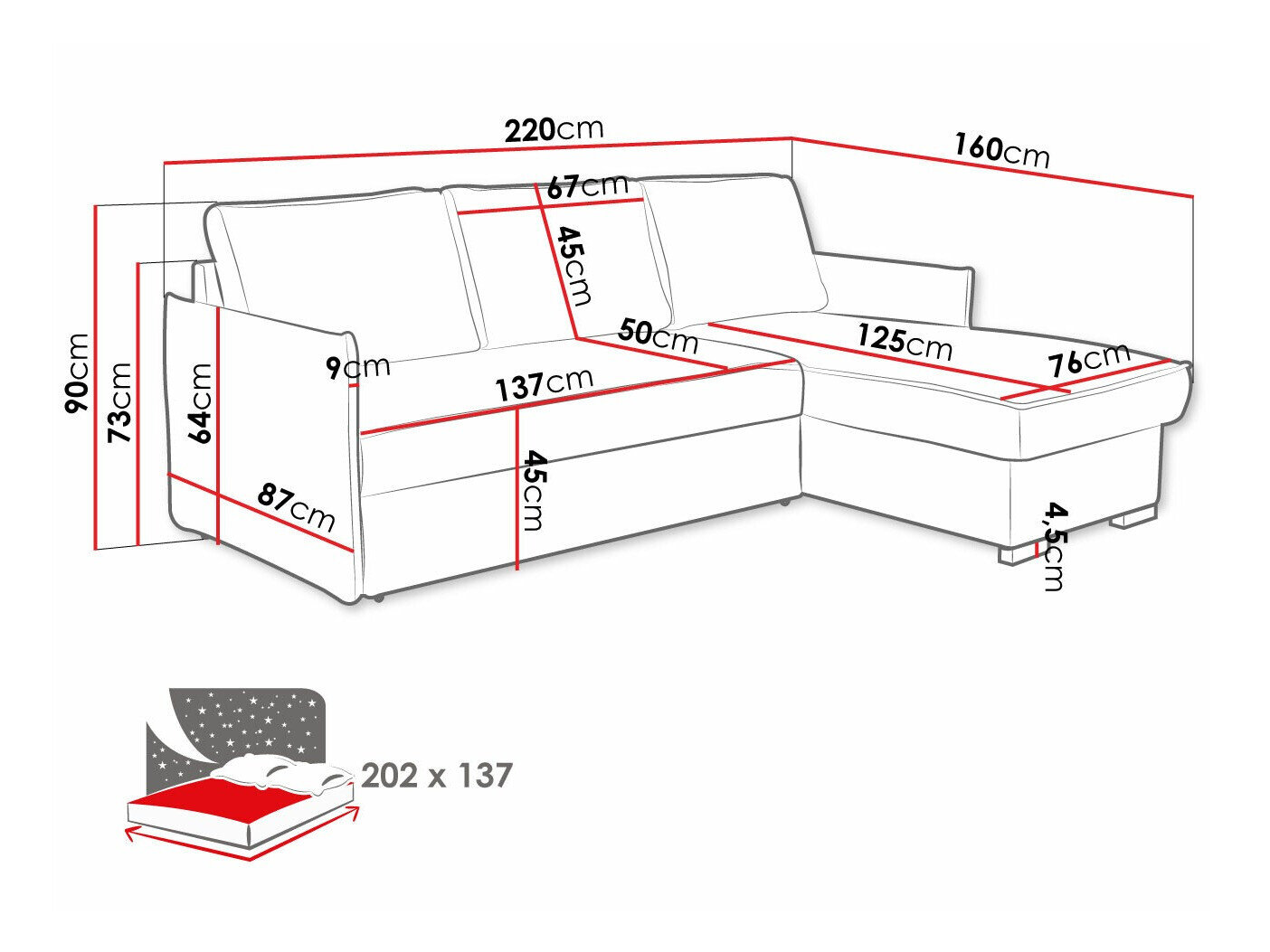 Hjørnesofa Columbus 208 (Neve 90)