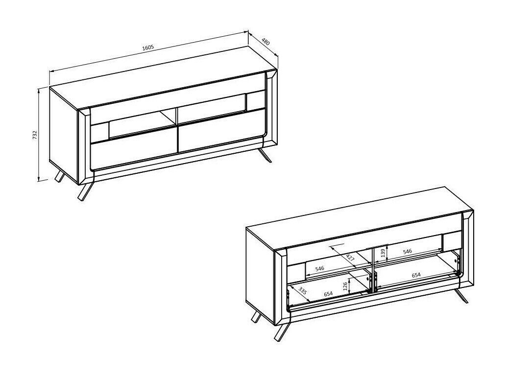 TV-bord Sovera 105 (Nød + Blank sort)