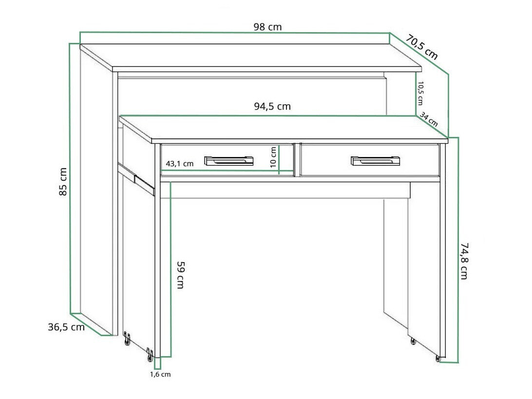 Bureau Gilroy 103 (Sonoma eik)