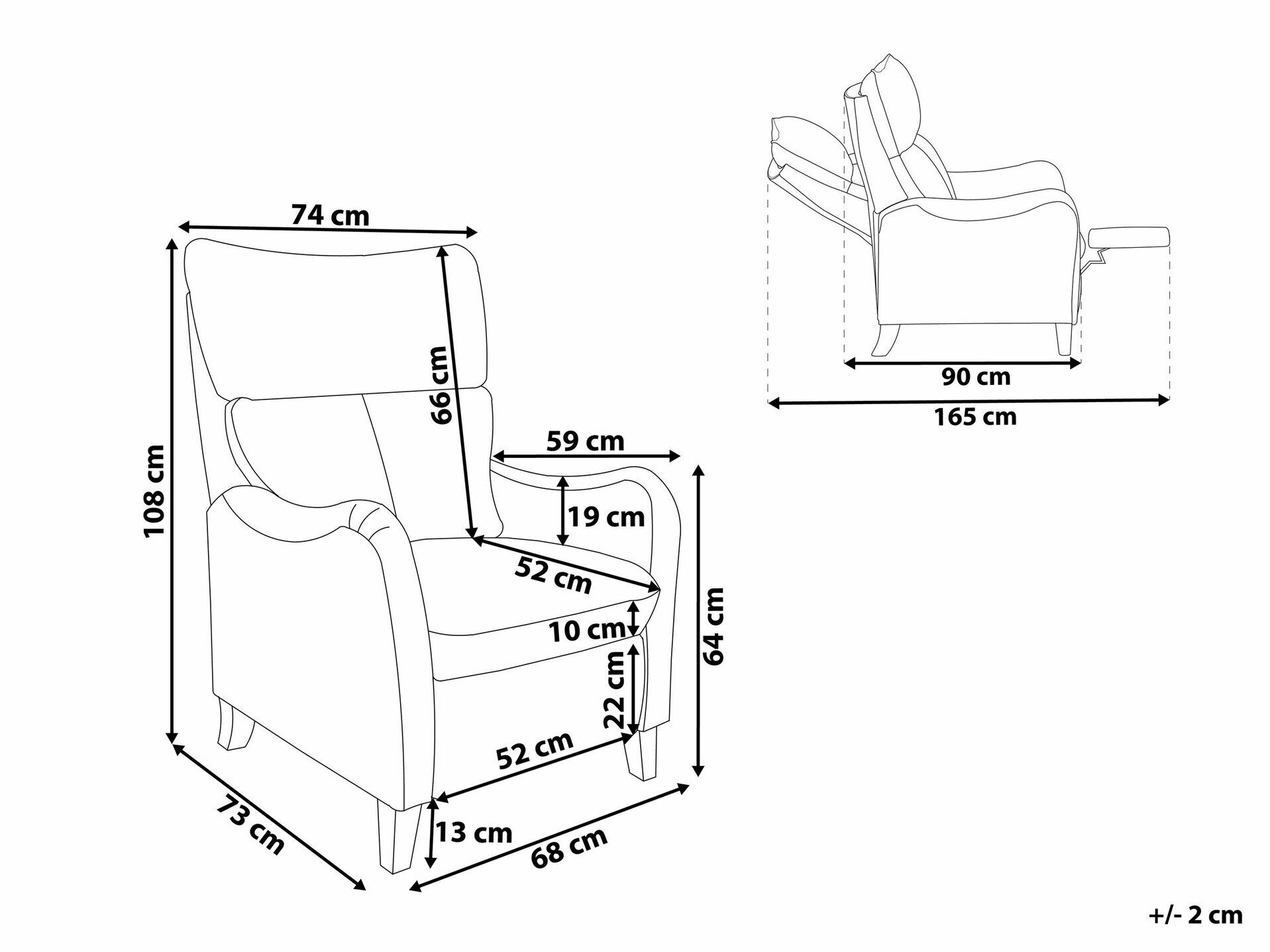 Tugitool recliner Berwyn 1329 (Beež + Ere puit)