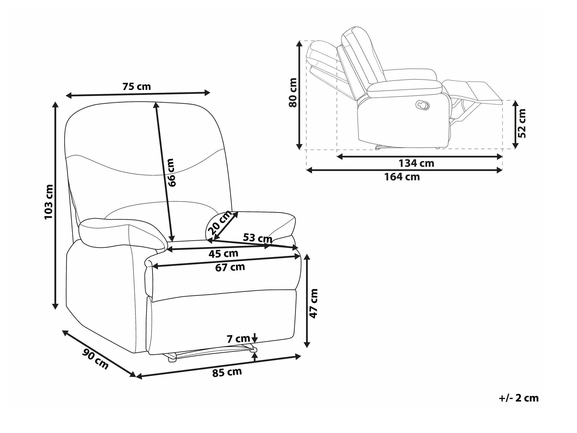 Tugitool recliner Berwyn 1386 (Must)