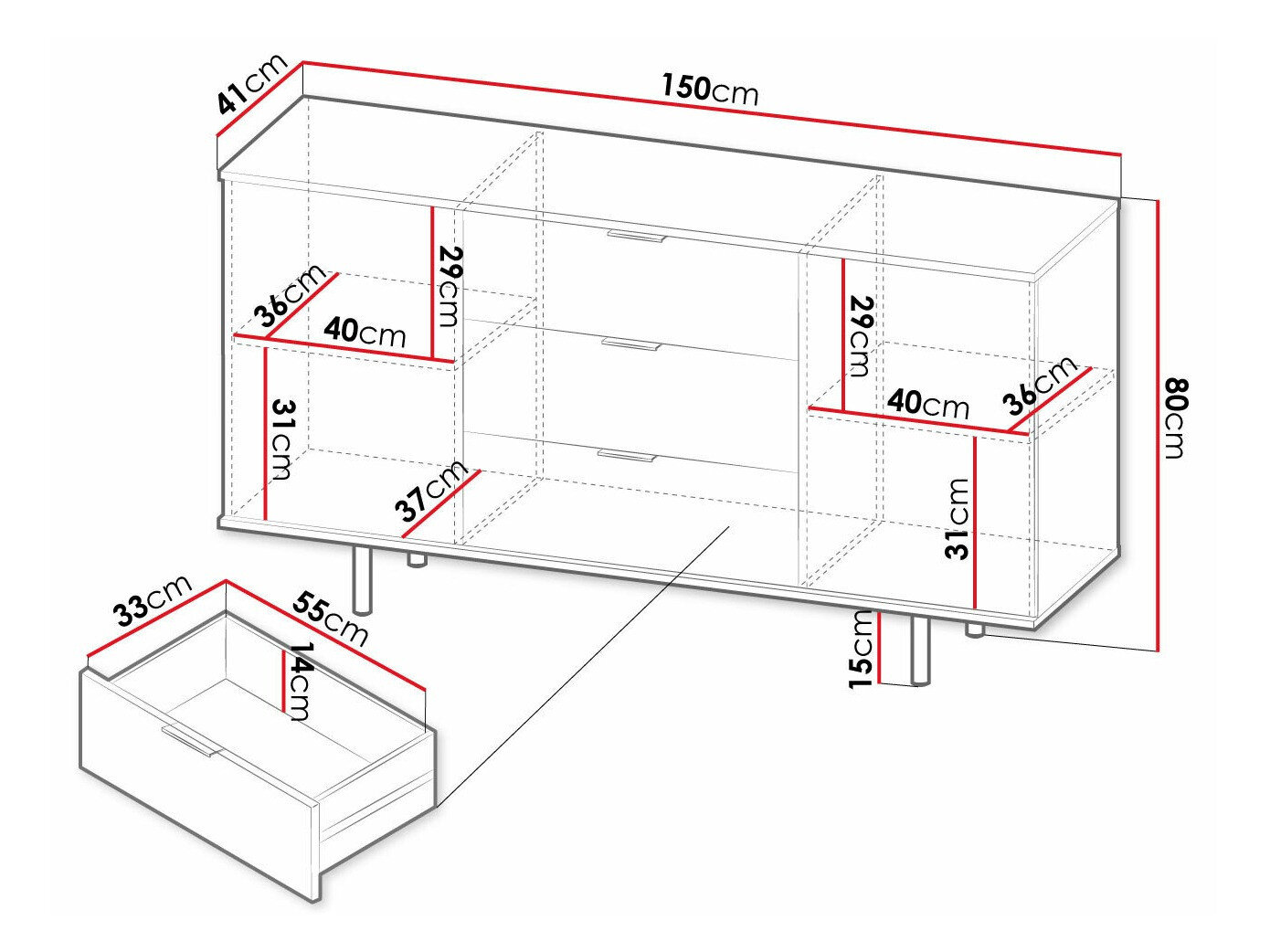 Kommode Decus I (Sort)