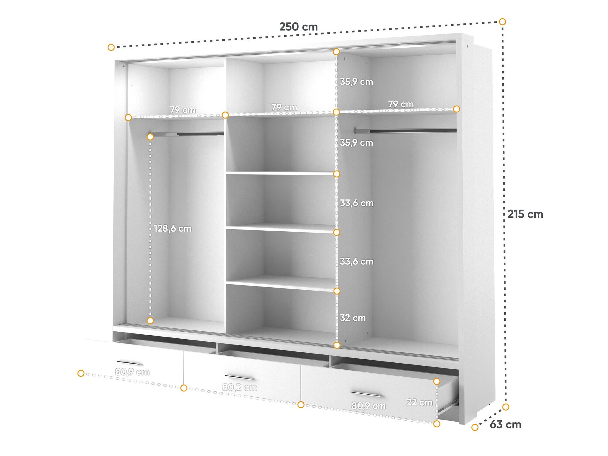 Garderobeskab Fresno 100 (Hvid)