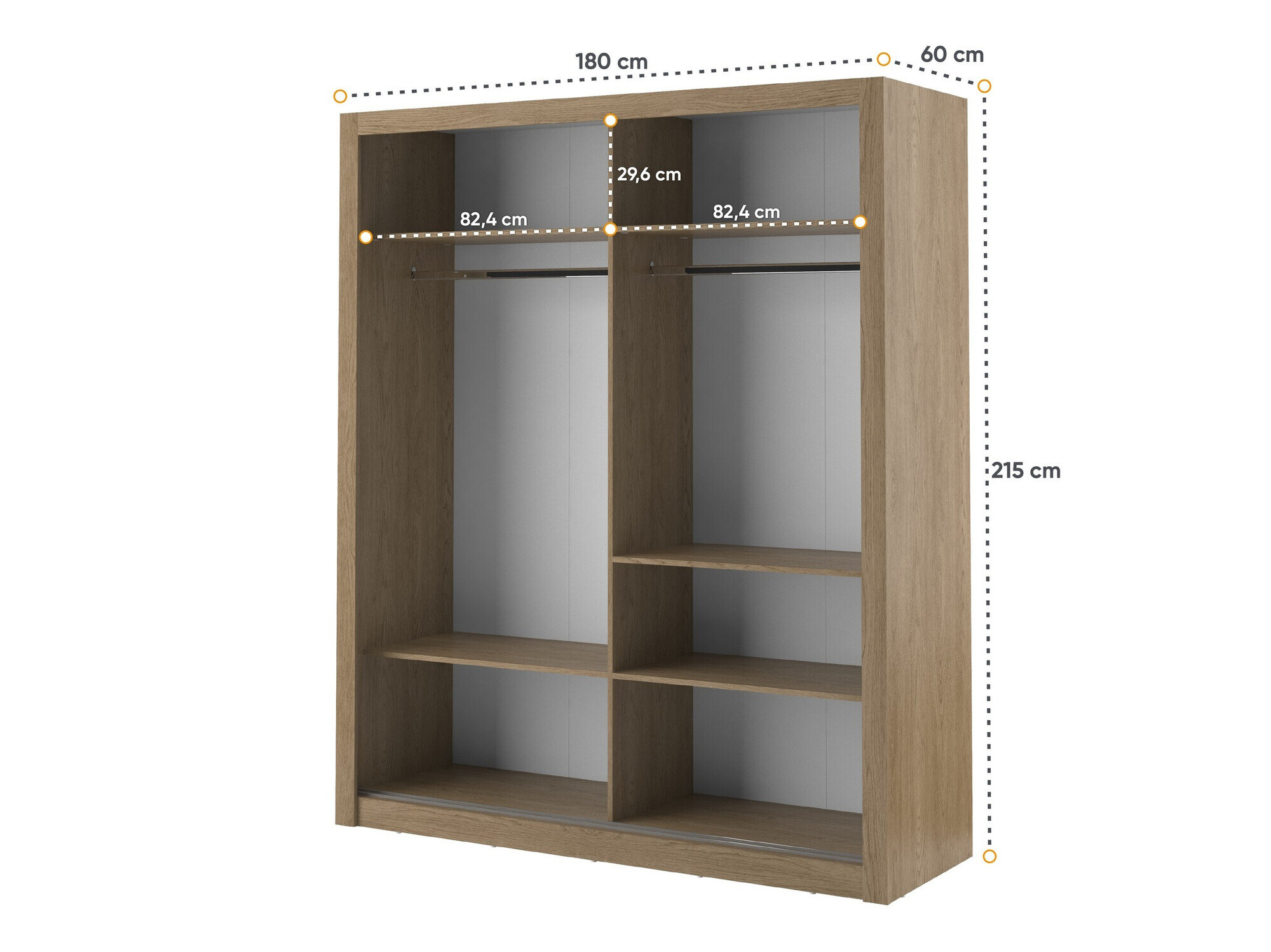 Garderobeskab Fresno 102 (Lys eg)