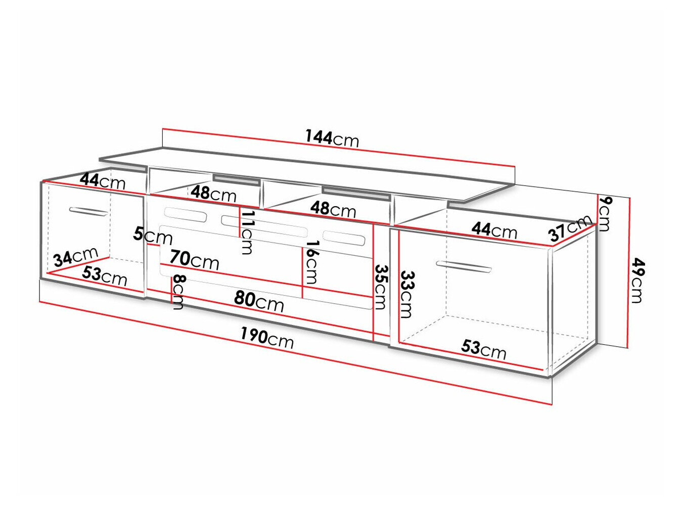 TV-bord Numerus (Sort + Blank sort)
