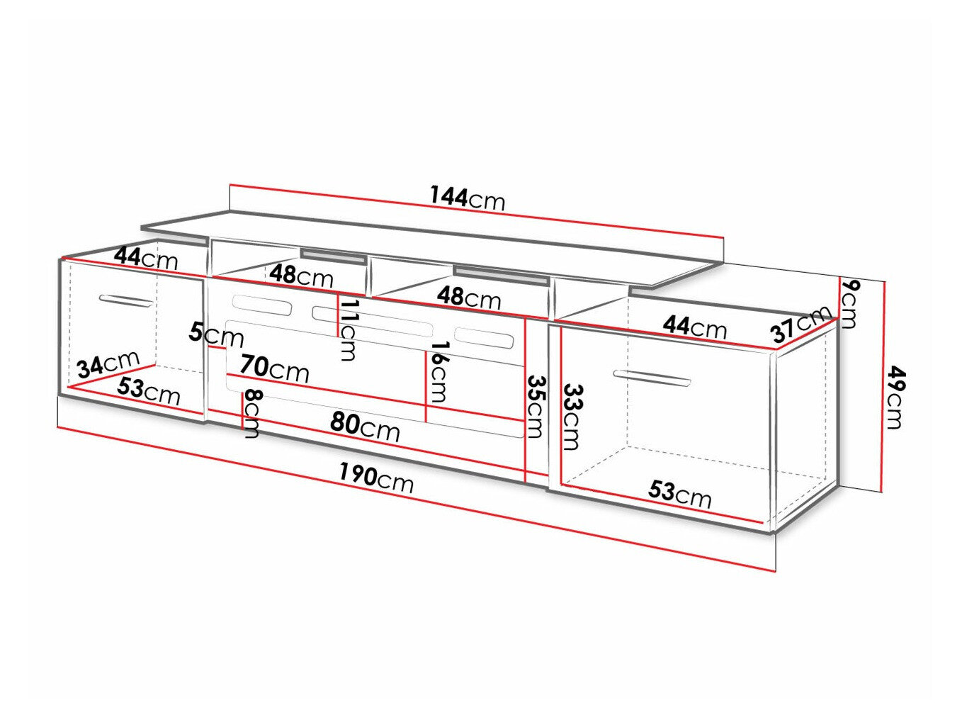 TV-meubel Numerus (Wit + Glanzend wit)