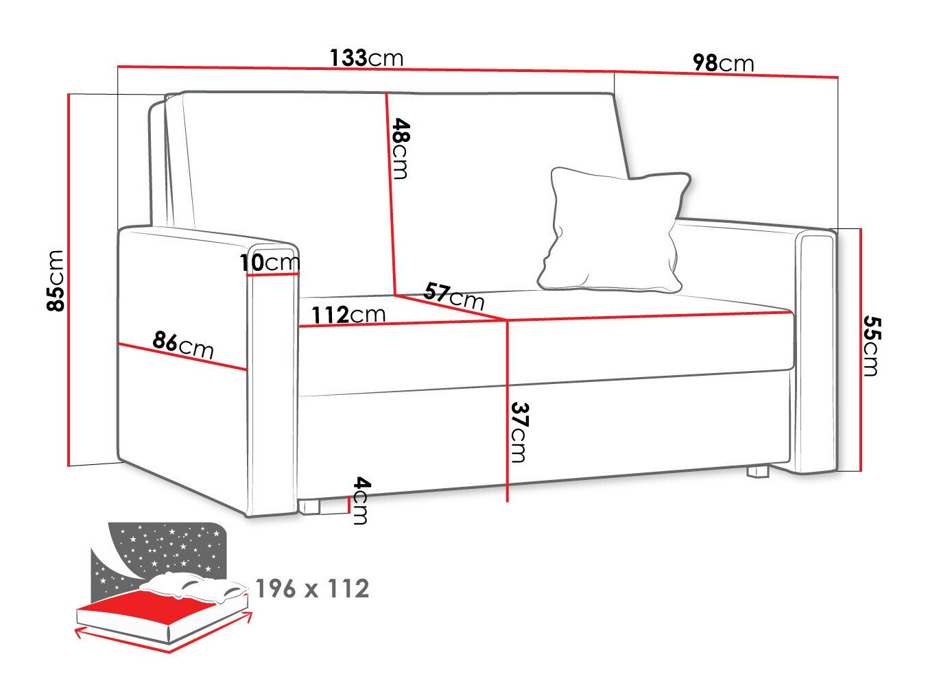 Slaapbank Morel II (Poso 110)