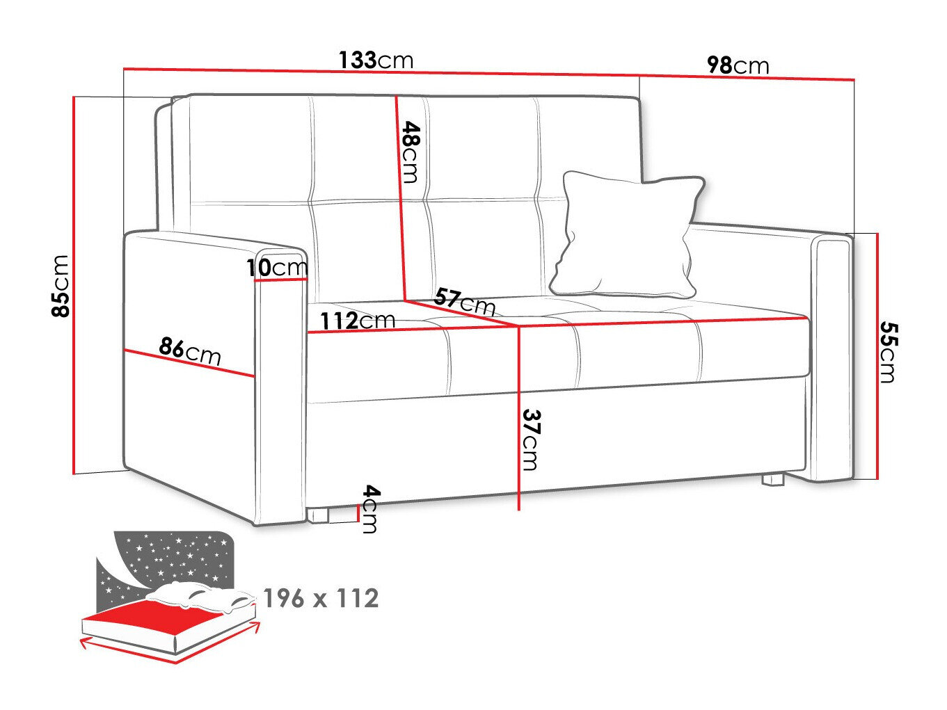 Slaapbank Nuvora II (Alova 04 + Alova 46)