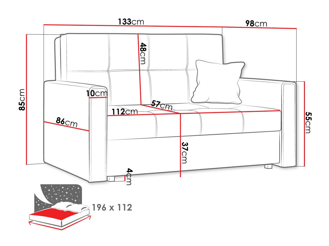 Slaapbank Nuvora II (Alova 36 + Alova 29)