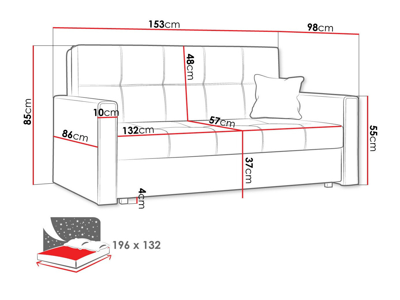 Sovesofa Columbus 106 (Spirit 11)