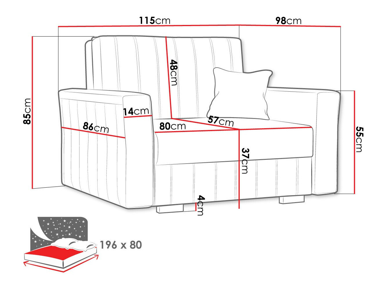 Lænestol Columbus 135 (Kronos 07)