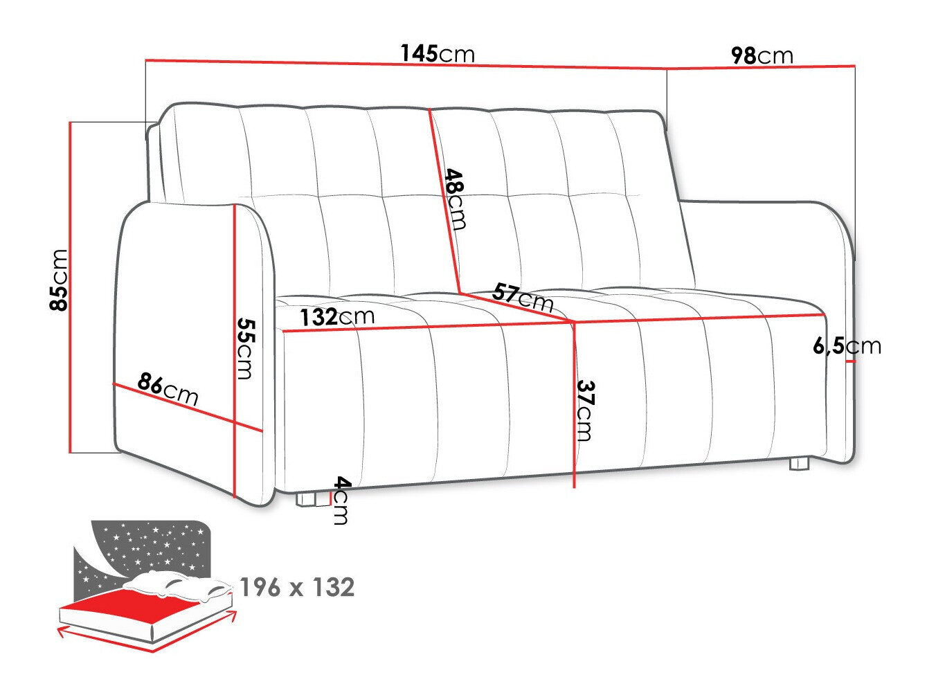 Sovesofa Columbus 178 (Country 8)