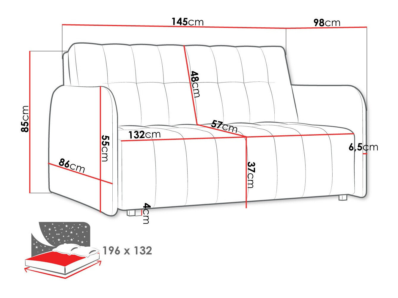 Sovesofa Columbus 178 (Kronos 22)