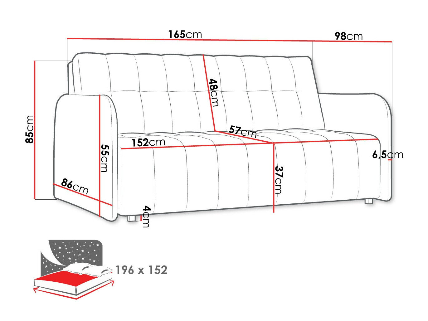 Sovesofa Columbus 179 (Kronos 19)
