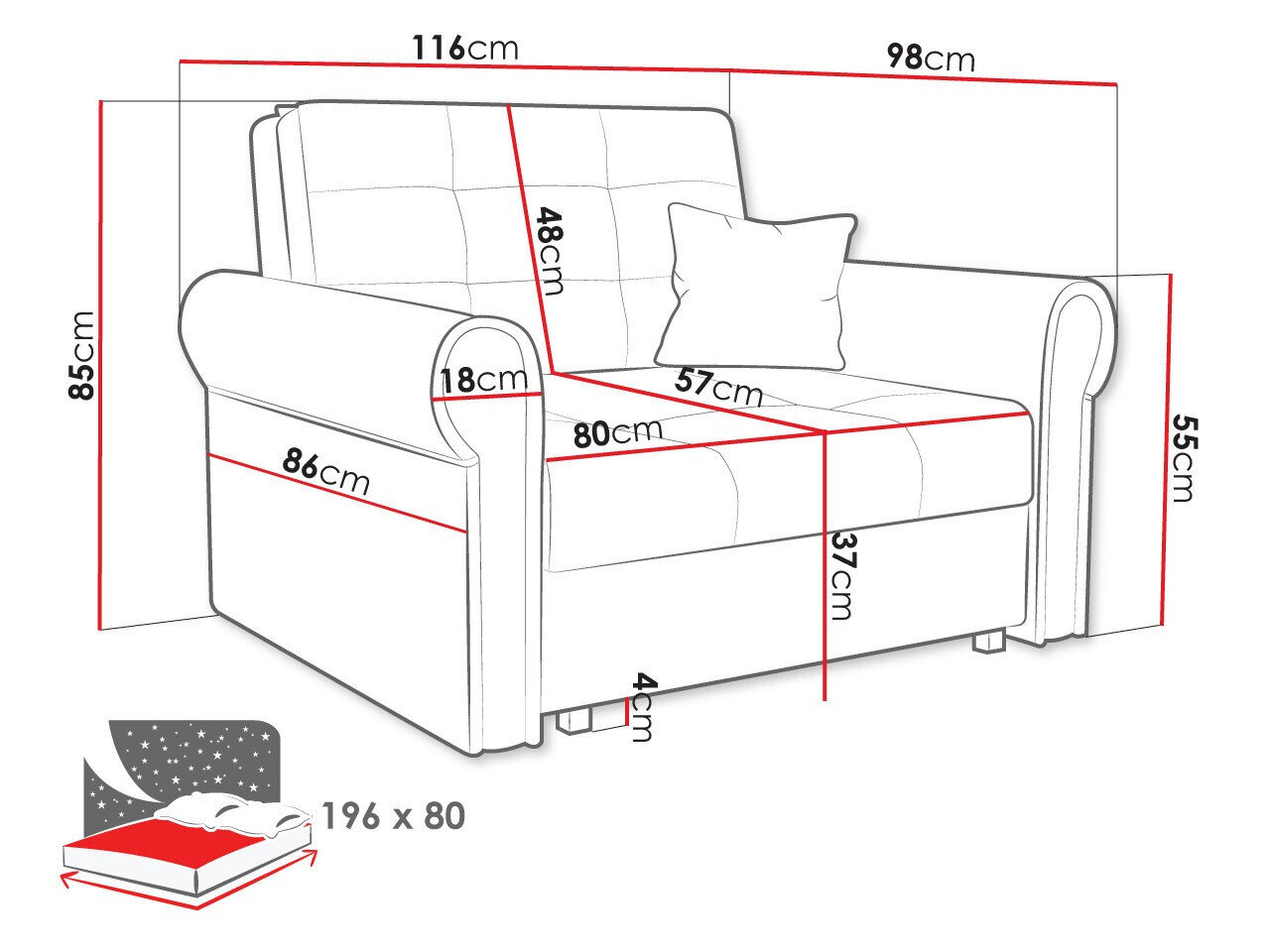Lænestol Columbus 127 (Kronos 19)