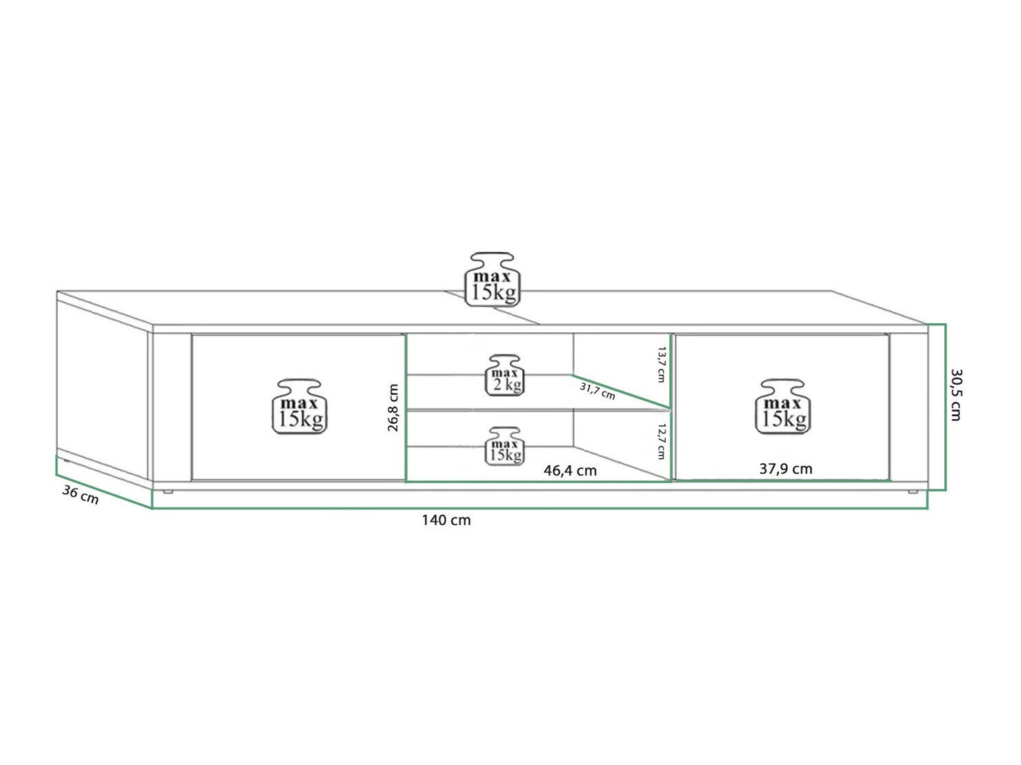 TV-bord Gilroy 107 (Sonoma eg + Glansfuld hvid)