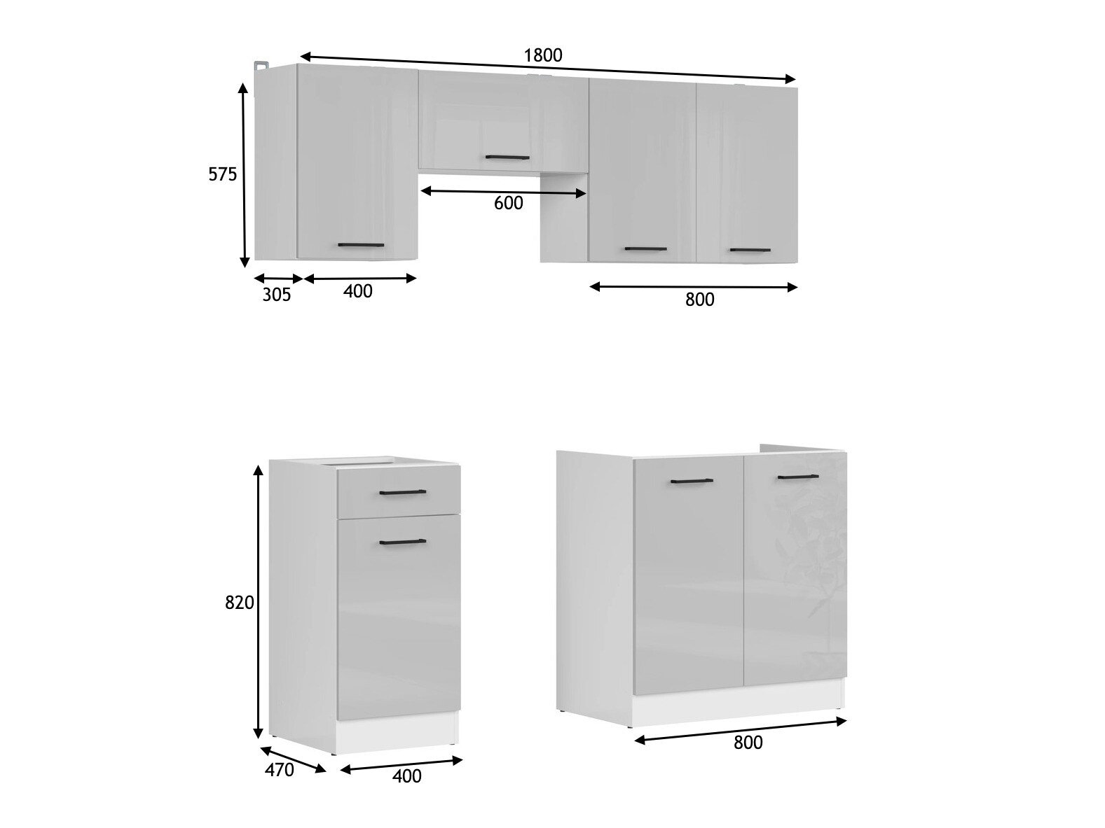 Modulkøkkensæt Line Grey 118