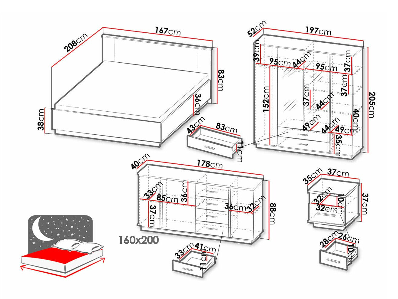 Soveværelsessæt Tenodeu 128