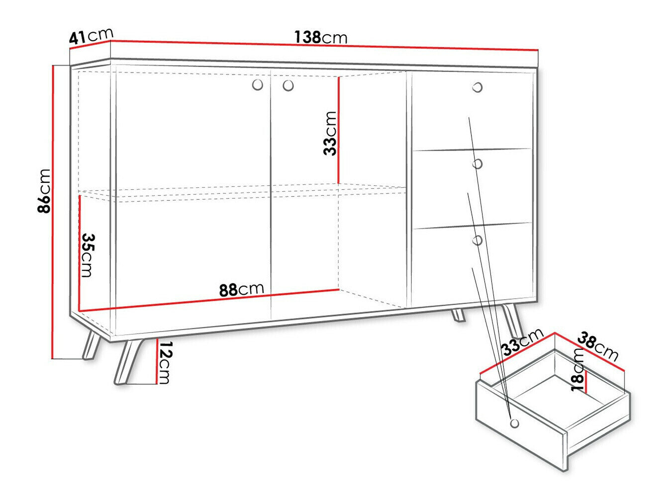 Kommode Monfera 100 (Sort)