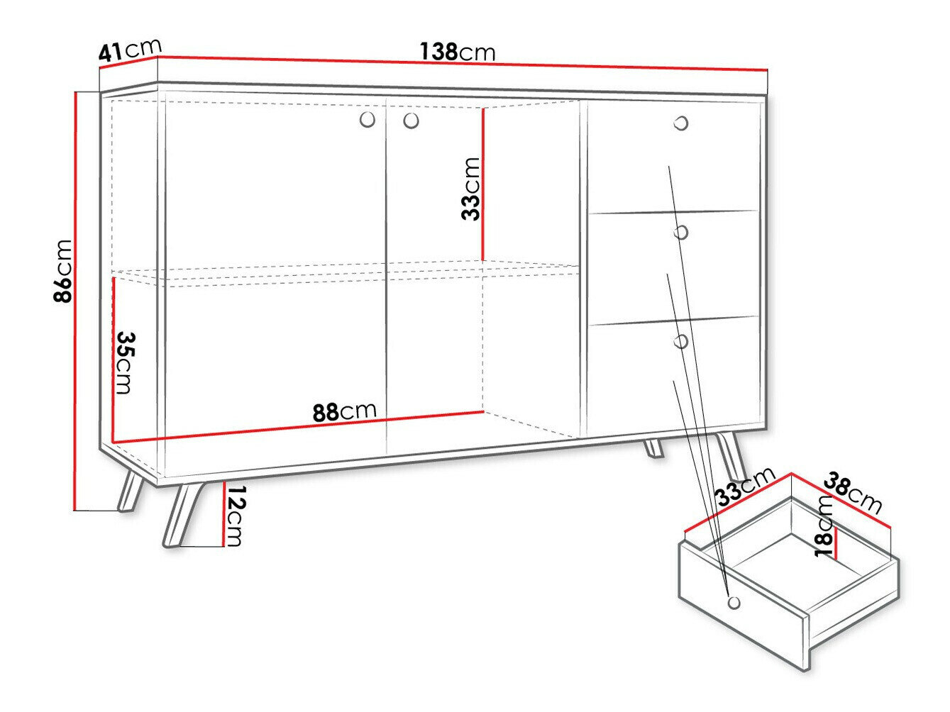 Ladekast Monfera 100 (Wit)