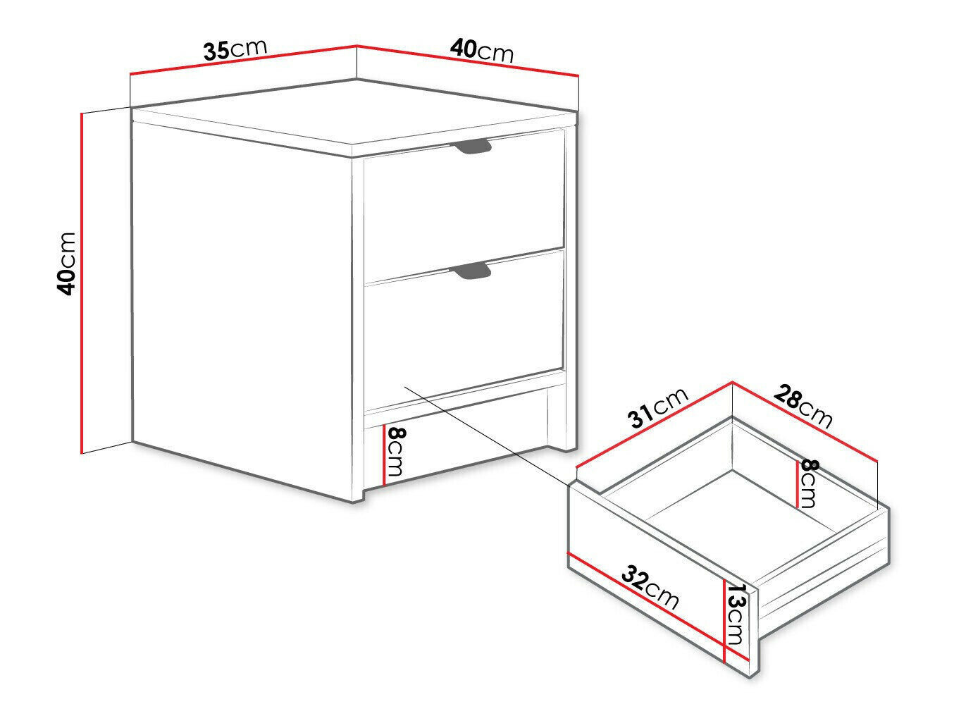 Sengebord Comfivo Papilio (Hvid)