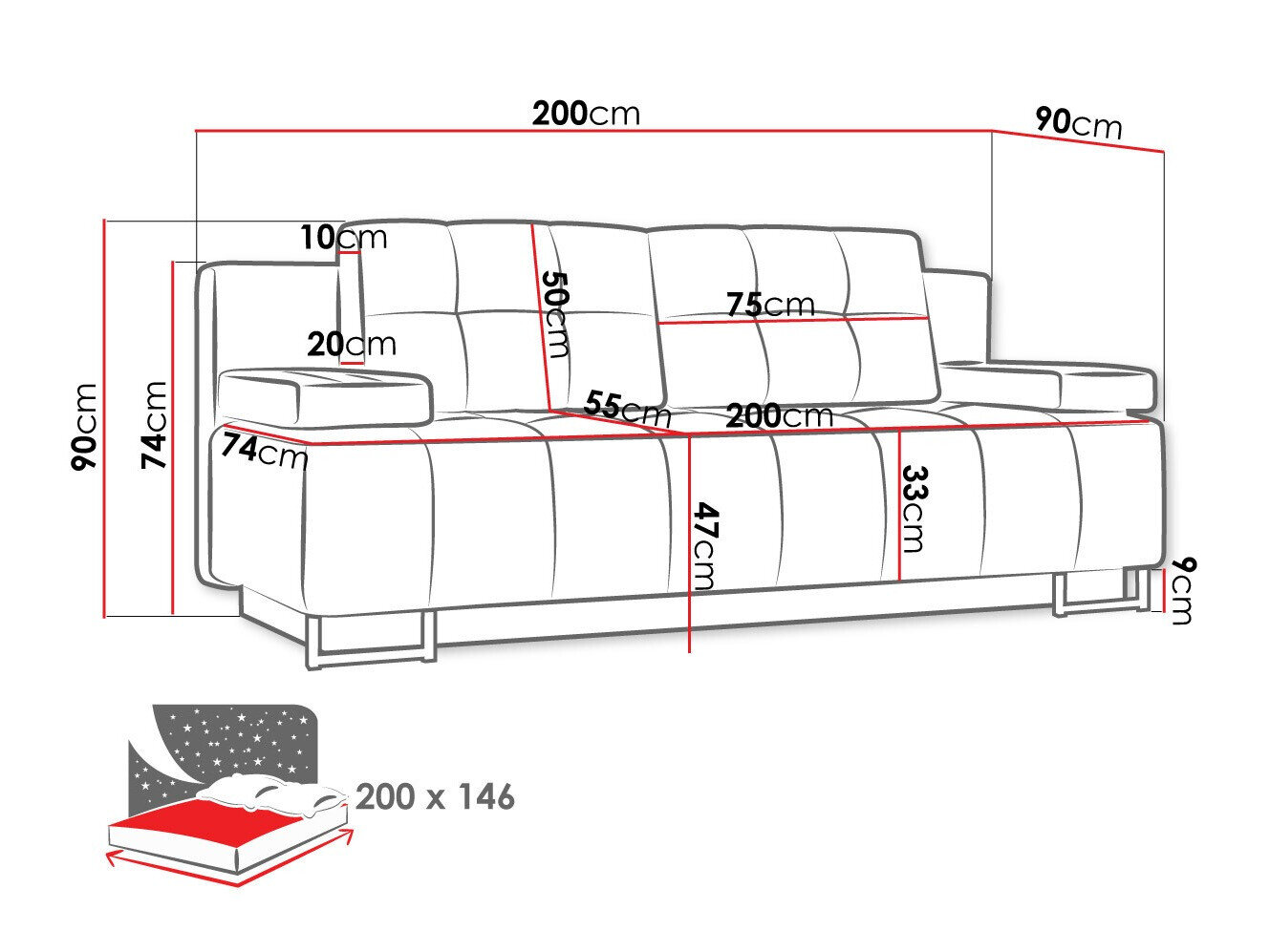 Sovesofa Columbus 151 (Lux 34)